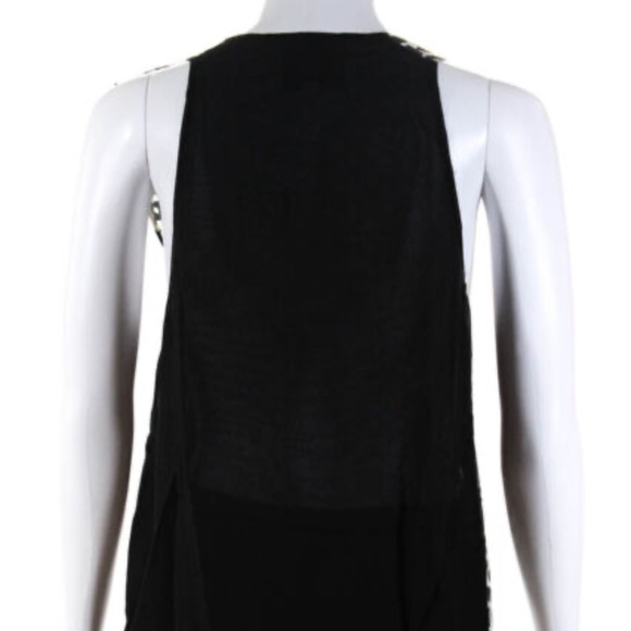 3.1 Phillip Lim Silk Leopard Print Solid Black Chiffon Combo Sleeveless Top Sz 4 - Picture 9 of 9
